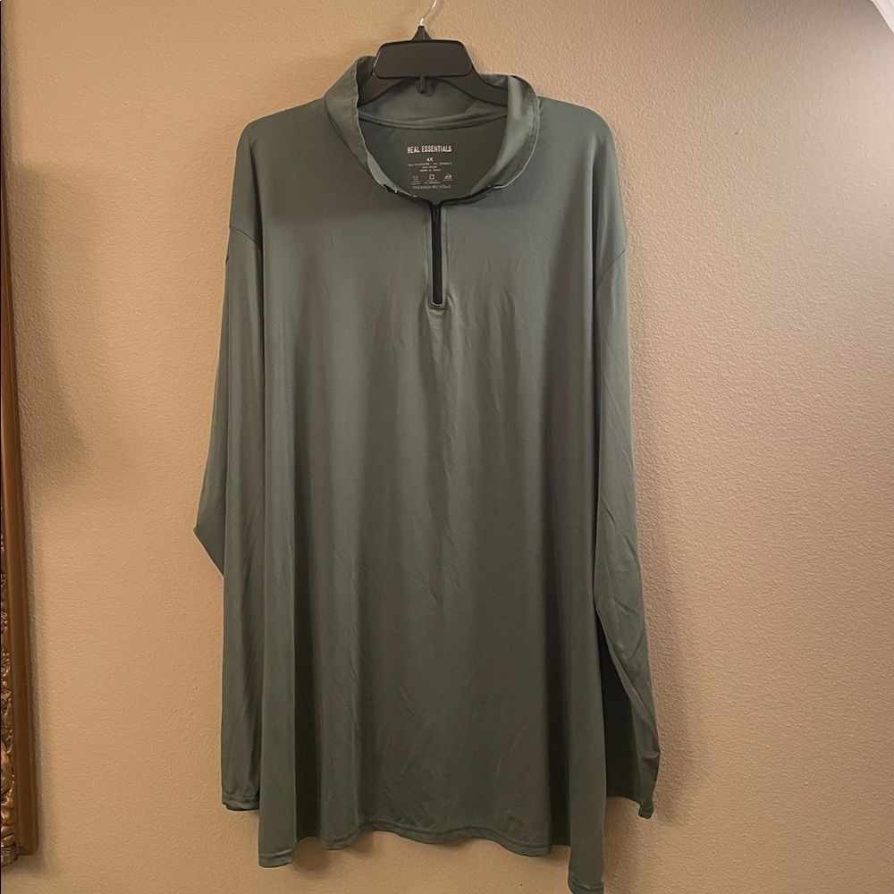 Essentials Men's gray Long Sleeve Shirt quarter zip mock neck dri fit 4XT